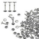60セット ダブルキャップレザーリベット 9x16mm 丸いキャップ チューブ状メタルスタッズ 生地用 レザークラフトリベット ベルト ブーツ バッグ用 シルバ...