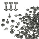 60セット ダブルキャップレザーリベット 9x10mm 丸キャップチューブ状メタルスタッズ 生地用ベルトブーツバッグ用 レザークラフトリベット ブロンズ