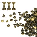 60セット ダブルキャップレザーリベット 8x8mm 丸いキャップ チューブ状メタルスタッズ 生地用 リベット ベルト ブーツ バッグ用 ブロンズ
