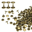 60セットダブルキャップレザーリベット 12x12mm丸キャップチューブ状メタルスタッズ 生地用ベルトブーツバッグ用 ブロンズ