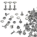 60セット ダブルキャップレザーリベット 8x10mm 丸キャップチューブ状メタルスタッズ 生地用 レザークラフトリベット ベルト ブーツ バッグ用 シルバー