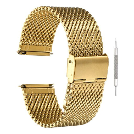 24mm クイックリリース可能な金属製交換用時計バンド、ステンレススチールメッシュ時計バンド、男性用女性用、ゴー ルドトーン 24mm クイックリリース可能な金属製交換用時計バンド、ステンレススチールメッシュ時計バンド、男性用女性用、ゴー ルドトーン