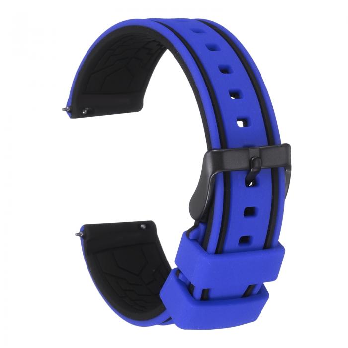 20mm幅のシリコンウォッチバンド、クッション黒バックル付きの柔らかいクイックリリースラバーウォッチ..