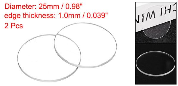 2個の時計用水晶ガラスレンズ25mm Dia 1.0mm ベベ ルエッジフラットラウンド超クリアガラス時計フェイス水晶レンズダイヤルミラー交換部品時計修理用