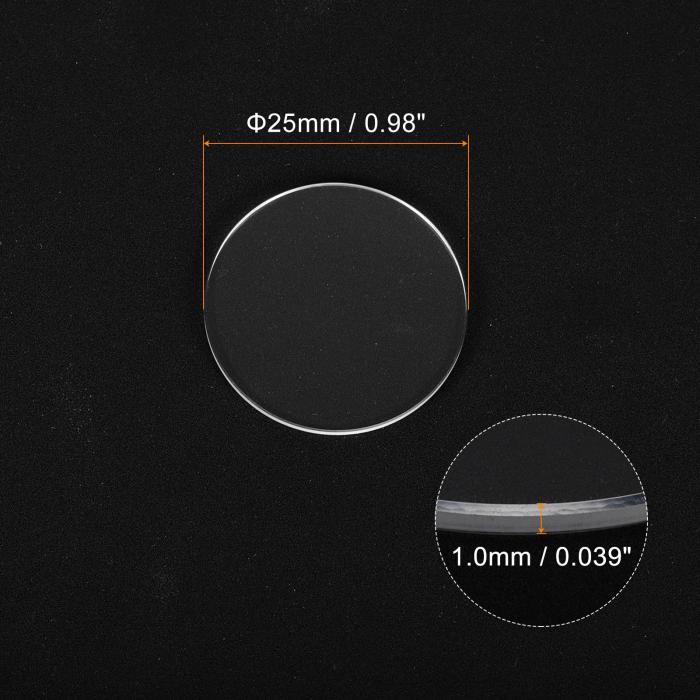 2個の時計用水晶ガラスレンズ25mm Dia 1.0mm ベベ ルエッジフラットラウンド超クリアガラス時計フェイス水晶レンズダイヤルミラー交換部品時計修理用