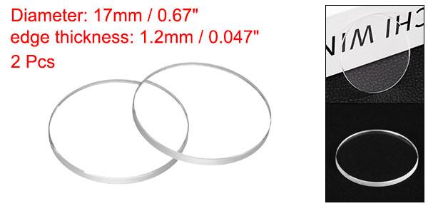 2個の時計用水晶ガラスレンズ17mm直径1.2mm面取りエッジフラットラウンド超クリアガラス時計フェイス水晶レンズダイヤルミラー交換部品時計修理用