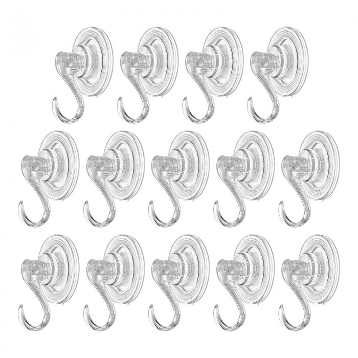 14個の吸盤フック 2.68" 強力な真空吸盤シャワーフック 防水 再利用可能 リースカップ バスルームフッ..