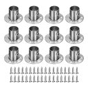 12個 ステンレス鋼クローゼットロッドブ ラケット 3/4"直径 パイプ用ワードローブホルダー シャワーカーテンロッドポールエンドサポートソケットフランジ付きネジ シルバー