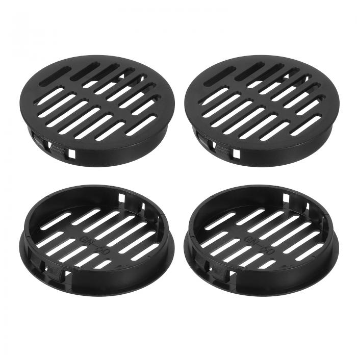 ラウンドソフィットベント2インチ 4個 ブ ラ ックプラスチック60mm ソフィットベントカバー - 円形エアベントグリル - 浴室 家庭 オフ ィス キッチン キャビネット ワードローブ用にエアが簡単にながれ
