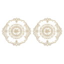 2個セット レトロレースプレイスマ ット フランス クロシェドイリーラウンド刺繍ホローカップ花瓶テーブルマ ット ダイニングテーブルキッチンパーティー用11.0...