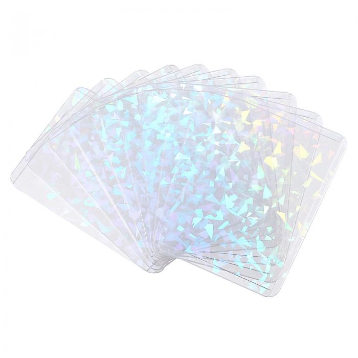 10個 フォトカードホルダー ホログラフィッククリアカードスリーブ トレーディングカードデコレーショ..