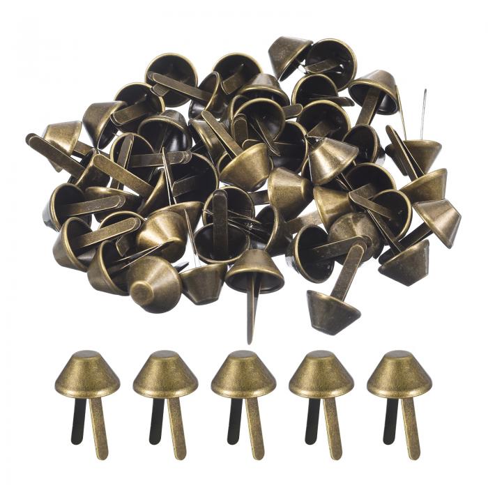 100個入りバッグフィートスタッドス パイ ク 15mmパースコーンスタッドフラットメタルス パイ クリベットネイルヘッドブ ラッドプロングバッグボトムスタッド...