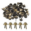 50個入りバッグフィートスタッドス パイ ク 15mmのパースコーンスタッドフラットメタルス パイ クリベットネイルヘッドブ ラッドプロングバッグボトムスタッド...