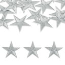 32個 アイアンスターパッチ スターエンブロイダリーパッチ DIYクラフト用 装飾修理パッチアップリケ バックパック バッグ 帽子 服用 45mmシルバー