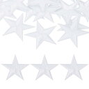 16個 アイロンスターパッチ スターエンブロイダリーパッチ DIYクラフト用 装飾修理パッチアップリケ バックパック バッグ 帽子 服用 45mmホワイト