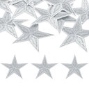 12個 アイアンスターパッチ スターエンブロイダリーパッチ DIYクラフト用 装飾修理パッチアップリケ バックパック バッグ 帽子 服用 82mmシルバー