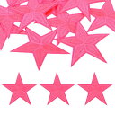 12個 アイアンスターパッチ スターエンブロイダリーパッチ DIYクラフト用 装飾修理パッチアップリケ バックパック バッグ 帽子 服用 82mmダークピンク