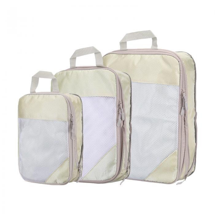 スーツケース用 3個セット コンプレッションパッキングキューブは 軽量で頑丈な収納バッグで 旅行用品..