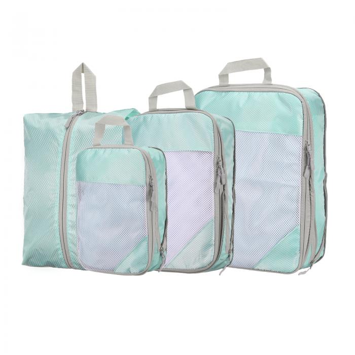 スーツケース用 4個セット コンプレッションパッキングキューブは 軽量で頑丈な荷物整理バッグで 収納スペースを拡張し 旅行に必要なアイテムを整理するため コンプレッションバッグです ブルー(4)