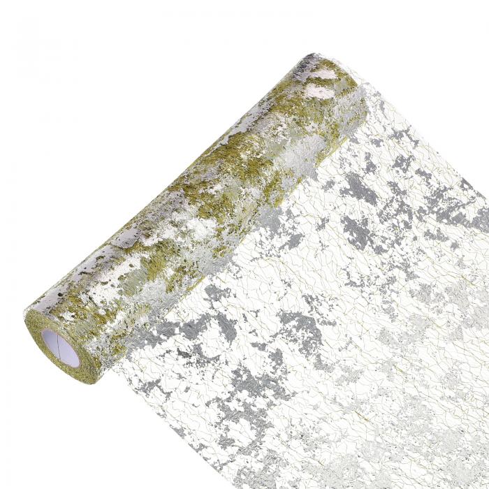 49フィート テーブルランナー スパンコール金色ホイル薄型メッシュメタリックテーブルランナーロールテ..