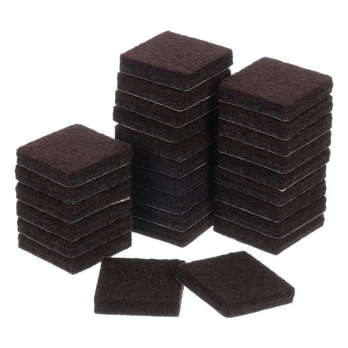 家具パッド 24個1" - スクエア自己粘着フェルト家具パッド 家具の足椅子脚用の床保護具（ブ ラウン）