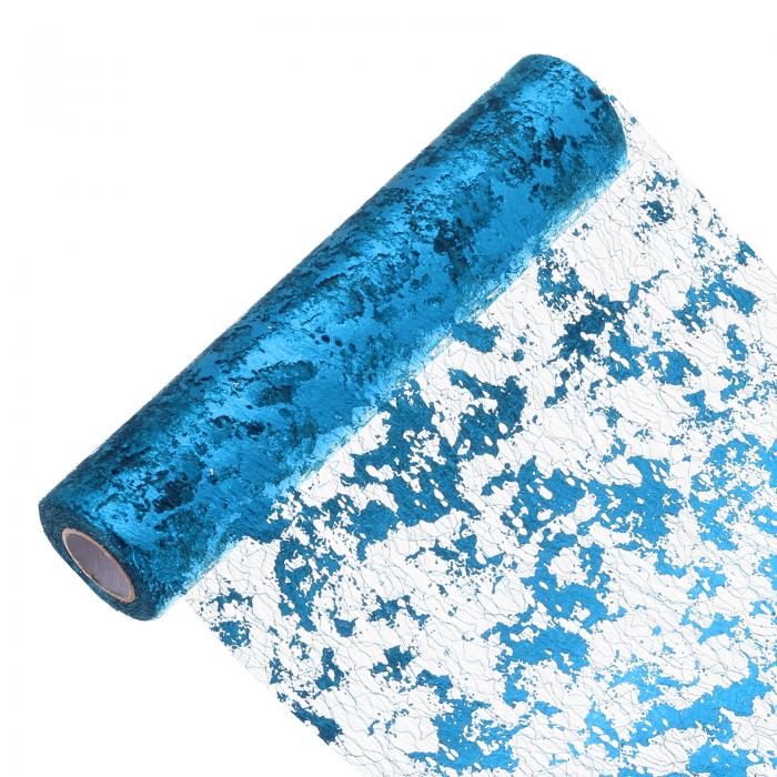 33フィート テーブルランナー スパンコール金色ホイル 薄いメッシュメタリックテーブルランナーロールテーブルデコレーション イベントパーティー 誕生日パーティー 結婚式 クリスマス 新年 レイクブルー