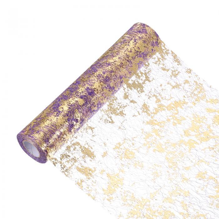 49フィート テーブルランナー スパンコール金色ホイル 薄いメッシュメタリックテーブルランナーロール..