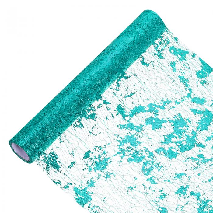 9フィート テーブルランナー スパンコール金色ホイル 薄いメッシュメタリックテーブルランナーロールテ..