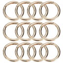 12個 金属スプリングOリング1.2"トリガースプリングキーリングバックルラウンドスナップクリップ DIYキーチェーンバッグ財布ハンドバッグ ライト金色