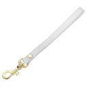 レザーリストレットストラップ 20cm/7.87"ロングキーチェーンハンドストラップ 財布 クラッチ ウォレット キーチェーンバッグ用 レザー交換リストストラップ(ホワイトレザー 金色クラ スプ)