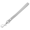 レザーリストレットストラップ 20cm/7.87"ロングキーチェーンハンドストラップ 財布 クラッチ ウォレット キーチェーンバッグ用 レザー交換リストストラップ(ライトグレーレザー シルバークラ スプ)
