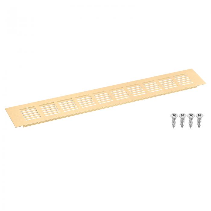 エアベントカバー、1個 400 x 60mm - アルミニウム合金メッシュエアリターンベントカバー、シューキャビネットワードローブ用の長方形ルーバー換気グリル（ゴー ルド）