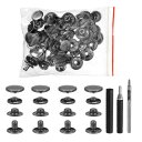 50セット レザースナップファスナーキット15mmメタルスナップボタンプレススタッズレザーリベットスナップ 3つ セッターツール付き 服 ジャケット ジーンズ ...