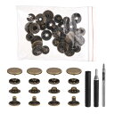 50セット レザースナップファスナーキット17mmメタルスナップボタンプレススタッズレザーリベットスナップ 3つ セッターツール付き 服 ジャケット ジーンズ ...