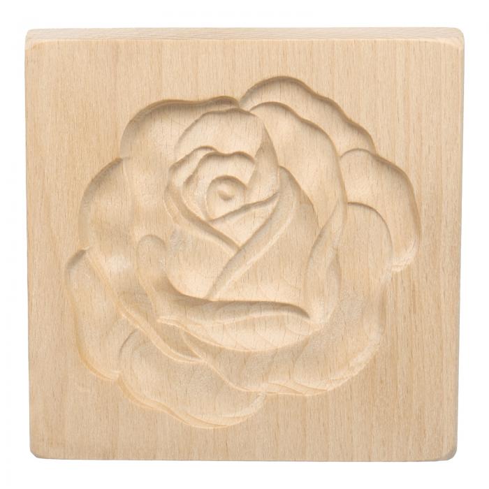 木製クッキー型 3.94" x 3.94" 木製クッキー・ビスケット型 ローズフラワー彫刻焼きクッキーツール ビ..