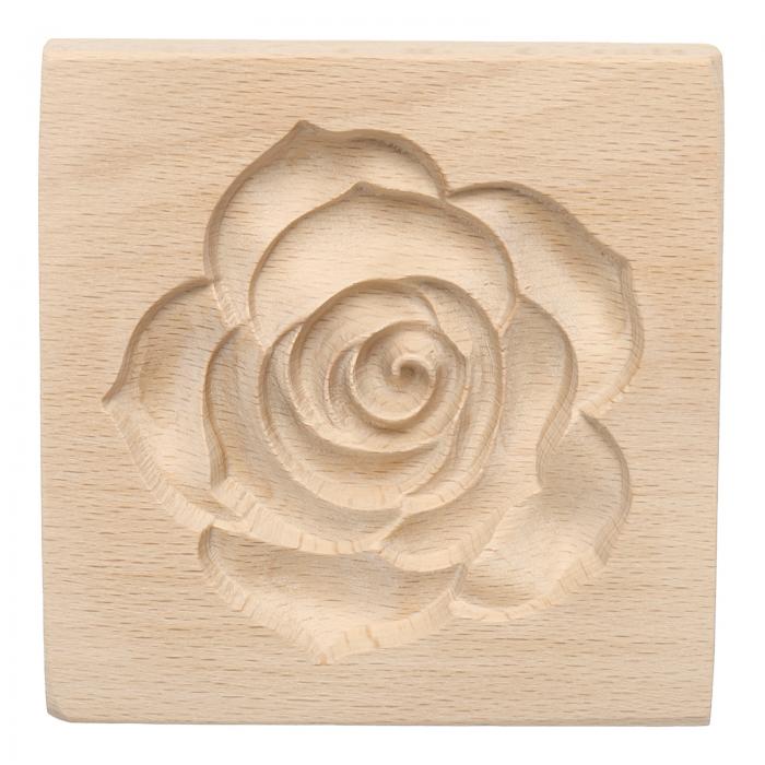 木製クッキー型 3.94" x 3.94" 木製クッキー・ビスケット型 ローズ彫刻 ベーキング クッキー用具 ビス..