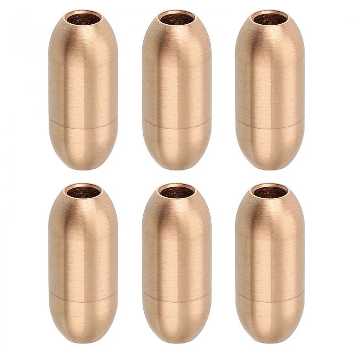 レザーコードエンドクラ スプ、6個3 mm穴レザークラ スプ、コードエンドキャップクロージャーレザーコードバックル、DIY用品クラフト作り、ローズ金色