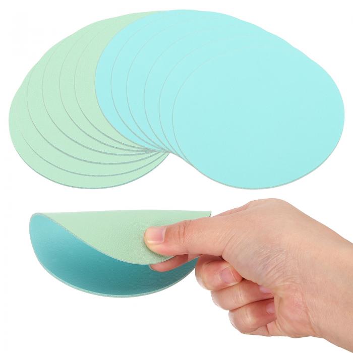 12個4"x4"ラウンドドリンクコースター PVCデュアルカラーデュアルサイドノンスリップノンスティック防..