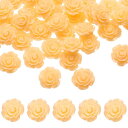 50個のシャンパンゴ ールド樹脂バラの花ビーズ 20mmフラットバック花チャ ーム不透明な彫刻バラビーズDIYジュ エリー作りネイルサングラスシューヘアクリップ...