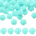 50個のレイクブルー樹脂バラの花ビーズ 20mmフラットバック花チャ ーム不透明な彫刻バラビーズDIYジュ エリー作りネイルサングラスシューズヘアクリップホーム...