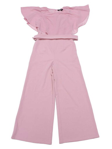 Allegra K フリル袖ジャンプスーツ レディース カジュアル ドレッシー タイウエストワイドレッグジャンプスーツ ピンク XS Allegra K フリル袖ジャンプスーツ レディース カジュアル ドレッシー タイウエストワイドレッグジャンプスーツ ピンク XS