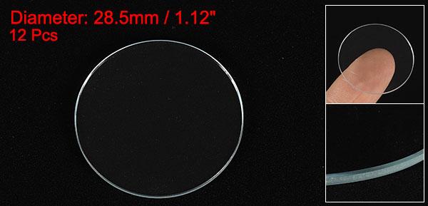 12個の時計用水晶ガラスレンズ 28.5mmフラットラウンドメガネ時計フェイス水晶レンズ交換部品 時計修理用 クリア