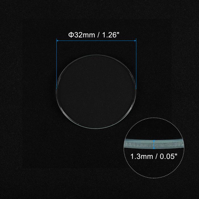18個の時計用水晶ガラスレンズ 32mmフラットラウンドメガネ時計フェイス水晶レンズ交換部品 時計修理用 クリア