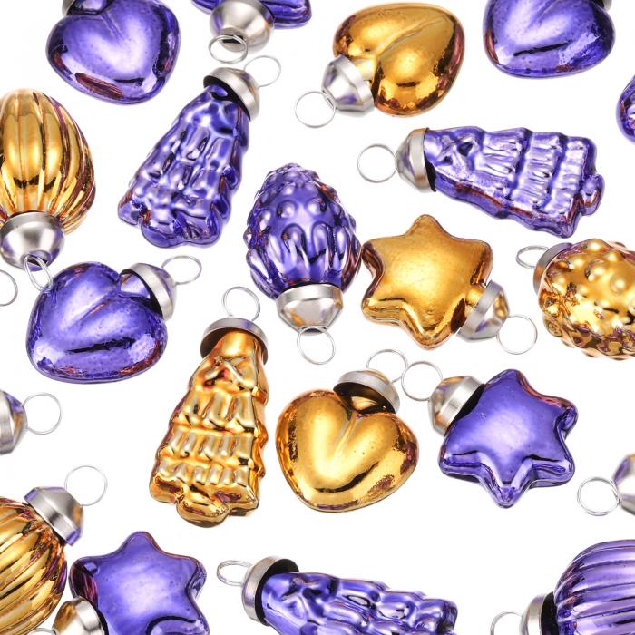 100個 ガラスクリスマスオーナメント 茶色 パープル クリスマスツリー 装飾 1-1.5" ヴィンテージ クリスマスツリーオーナメント クリスマスツリー ハロウィン イベント ウェディング用