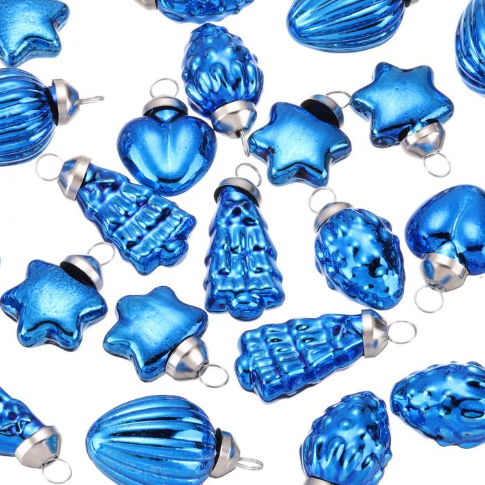 75個 ガラスクリスマスオーナメント ブルークリスマスツリーデコレーション 1-1.5" ヴィンテージクリスマスツリーオーナメント クリスマスツリー ハロウィン イベント ウェディング用