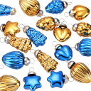 75個 ガラスクリスマスオーナメント 茶色ブルー クリスマスツリー 装飾 1-1.5" ヴィンテージクリスマスツリーオーナメント クリスマスツリー ハロウィン イベント ウェディング用