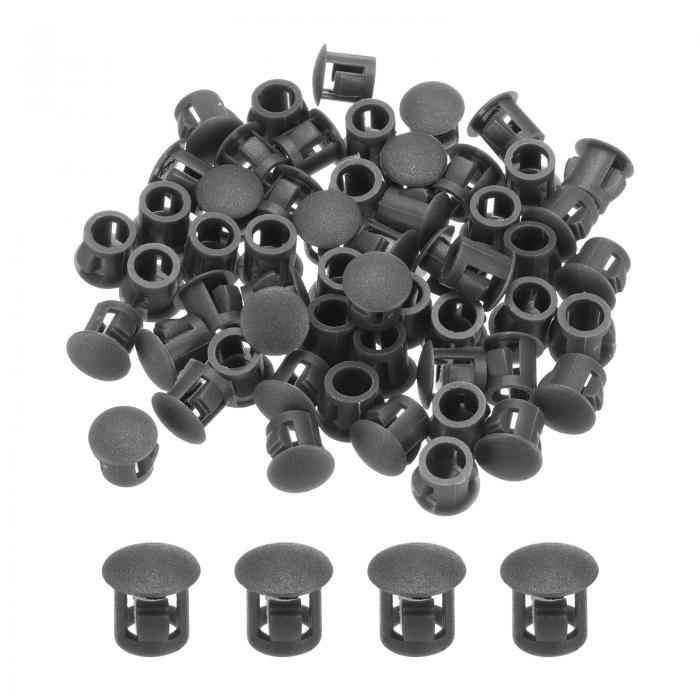 64個 7mm(1/4インチ)ダークグレーのプラスチックホールプラグ フラッシュタイプのパネルホールプラグ エンドキャップ ロックホールチューブ 家具キャビネット用挿入エンドキャップ