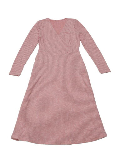 Allegra K レディース ニットドレス 長袖 Aライン ラップ リブドレス 無地 Vネック 春秋冬 ピンク M Allegra K レディース ニットドレス 長袖 Aライン ラップ リブドレス 無地 Vネック 春秋冬 ピンク M