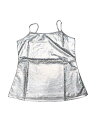 Allegra K キャミソール タンクトップ 光沢 ベスト ノースリーブ ダンス 衣装 パーティー メタリック シャツ レディース ホワイトシルバー L