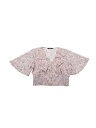 Allegra K クロップトップス 花柄 スモック フレア半袖 Vネック サマー レディース ライトピンク XS